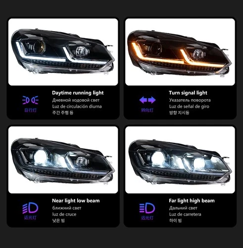 For VW Golf 6 Mk6 2009-2014 LED Headlight DRL Turn Signal Projector Lens   - Picture 11 of 11