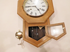 VTG Montgomery Ward Solid Oak 30 Day Clock Wall Clock W/ Key Works MCM LCM