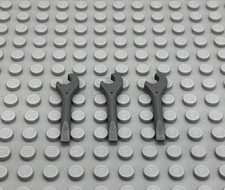 Lego 3x Schraubenschlüssel 4006 grau dunkel matt Werkzeug Zubehör / BG-075