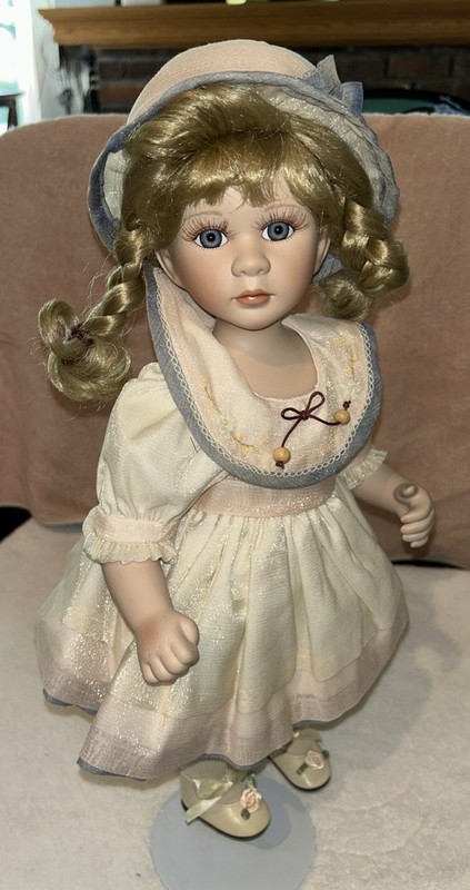 Denton Fine Collection Porcelain "LAUREN" Doll With Stand 16"