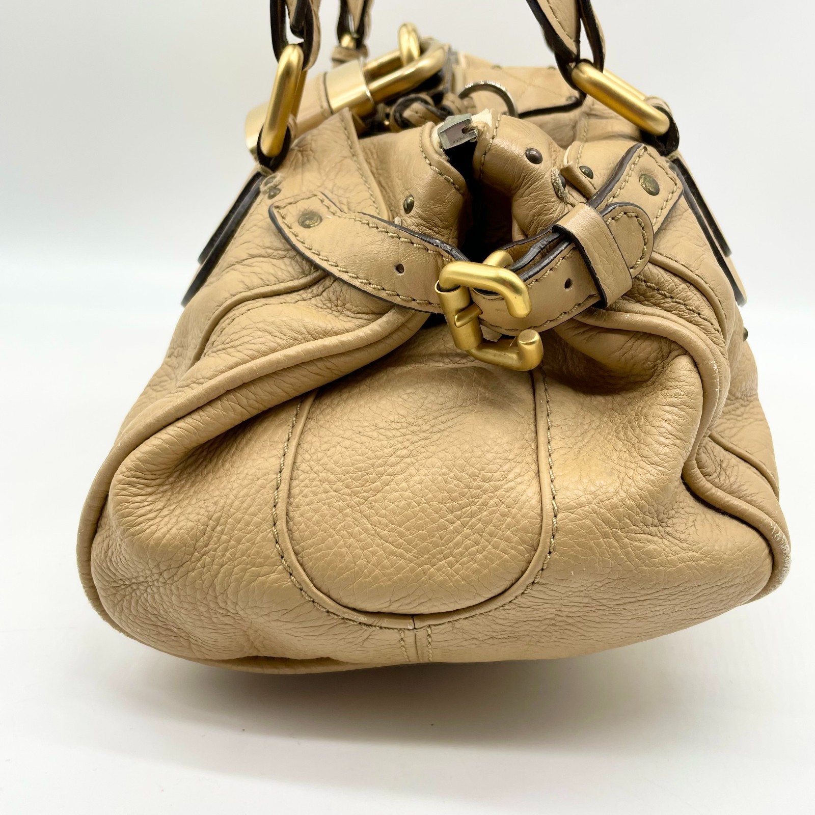 Chloe Paddington Handbag Beige Padlock Gold Hardware Tote bag Y2K Authentic image 5