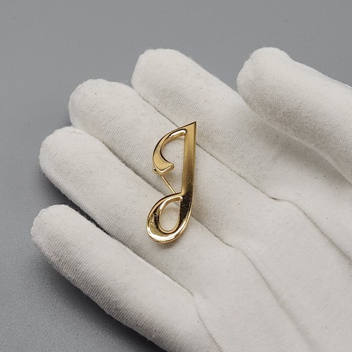 Vintage Initial Letter J Brooch Gold Tone Monogram Pin Cursive Elegant Classic - Picture 2 of 5