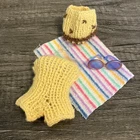 Vintage Barbie & Friends Yellow Swimsuit & Wrap Skirt Hand Knit /Crochet Outfit