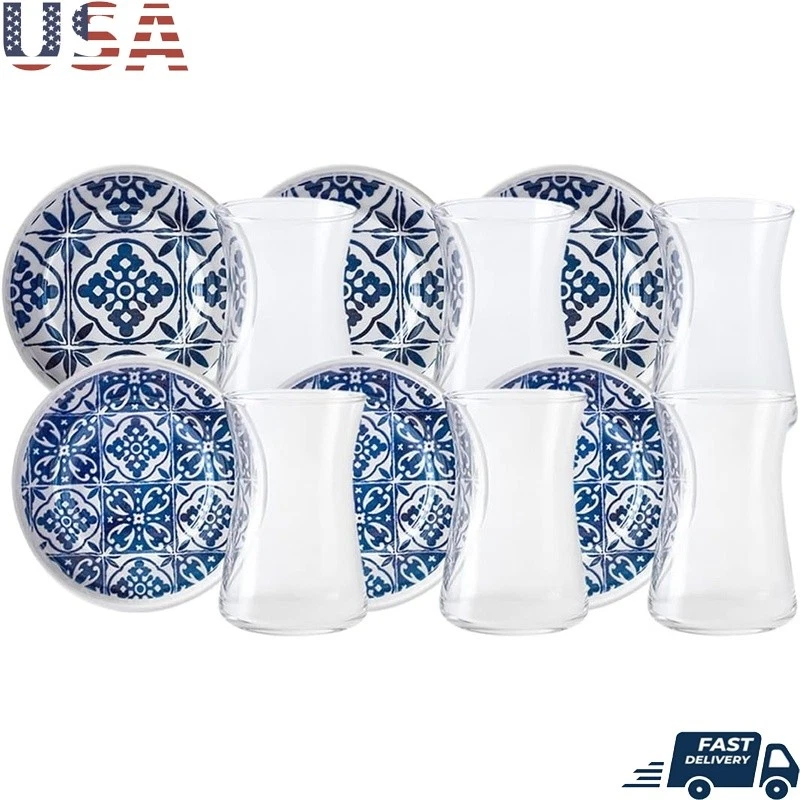 Turkish Tea Glass Set W/ Saucers Elegant Design Dishwasher Safe Gift Tea Lovers
Opens in a new windo