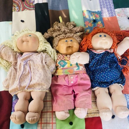 3 Cabbage Patch Kids Assorted Collectible Girl Dolls With Original Outfits 1980s