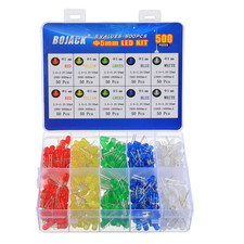 5 Colors 500 Pcs 5Mm LED Diode Lights Assored Kit Pack Bright Lighting Bulb Lamp