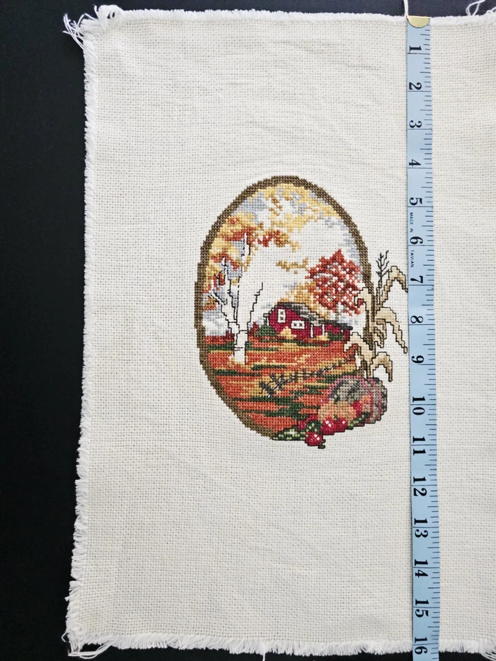 Fall~Harvest~Autumn~Unfinished Cross Stitch Project No Floss No Pattern - Image 2 of 4
