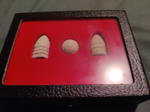Original Civil War Bullets Set of 3 with Display Case