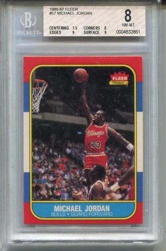 1986 Fleer Michael Jordan Rookie Card BGS 8 NM MINT w 9s Graded #57 Basketball