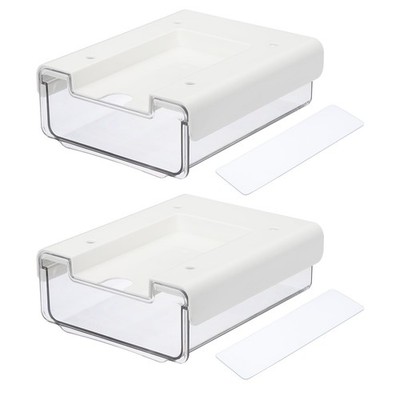 Set of 2 Under Desk Drawer Self-Adhesive Slide Out Storage Organizer Attachab...