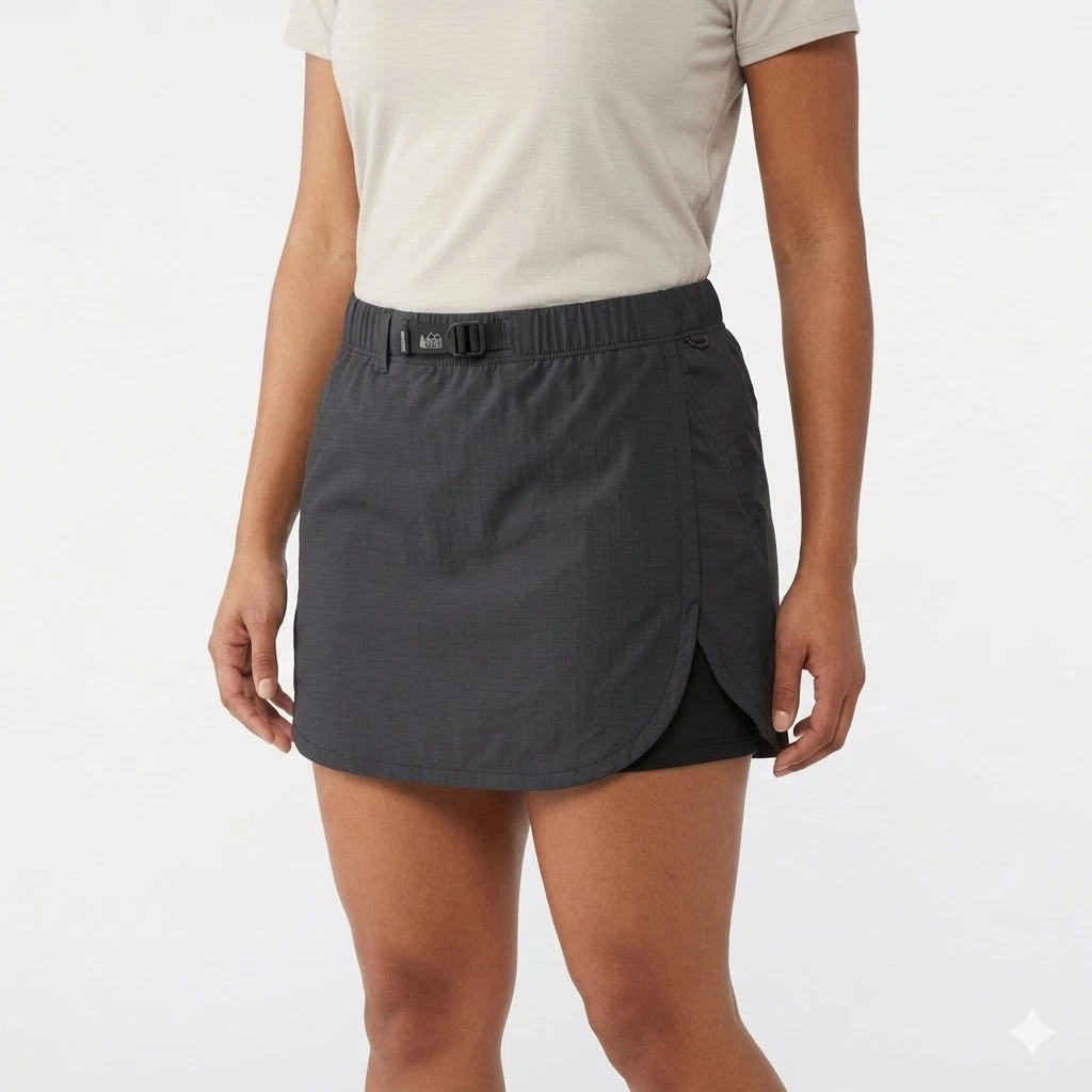 REI Co-op Trailmade Skort Womens Medium Black Hiking Athletic Shorts Skirt Trail