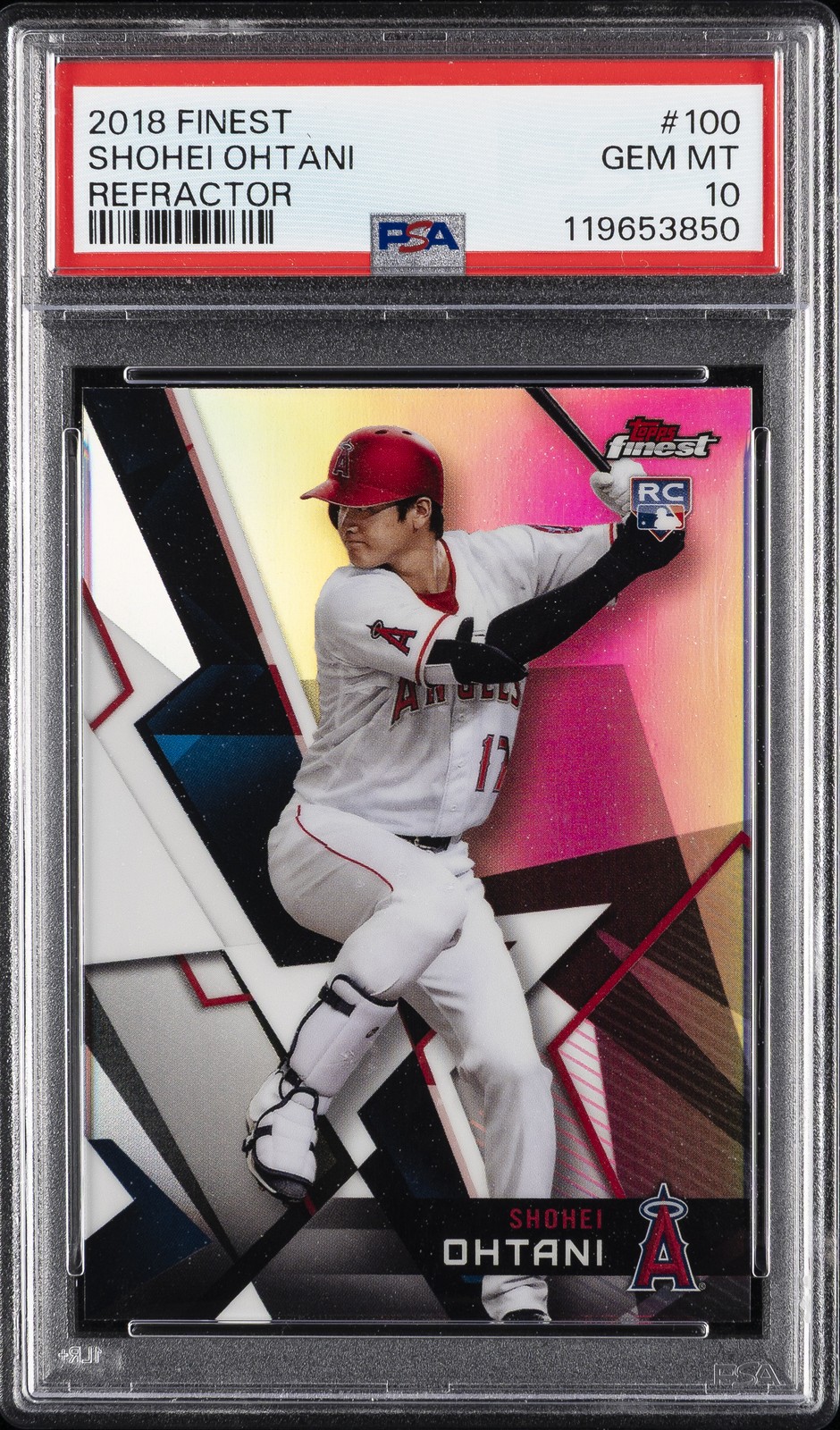 2018 TOPPS FINEST REFRACTOR #100 SHOHEI OHTANI ROOKIE RC PSA 10