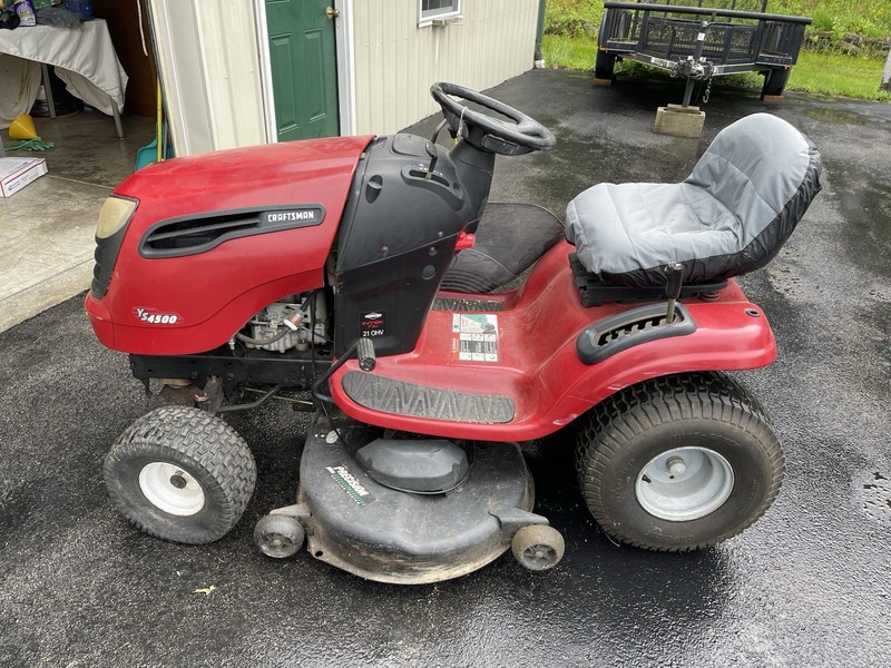 Used Craftsman Red Riding Lawn Mower Gasoline Rotary Blade 18.5 HP, 46" cut