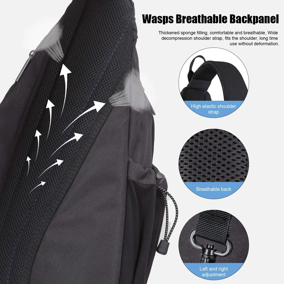 Bolso Bandolera Hombres Mochila Unisex Bolso de Un Hombro Senderismo Viaje Mochila Crossbo... Foto 4 de 4