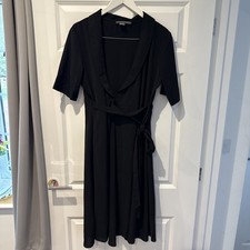 French Connection Women’s Black Belted Short Sleeve Wrap Dress Size 14