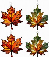 Ahornblatt Ornament 2D Flach Buntglas HäNgend Herbstdeko FüR Fenster HaustüR