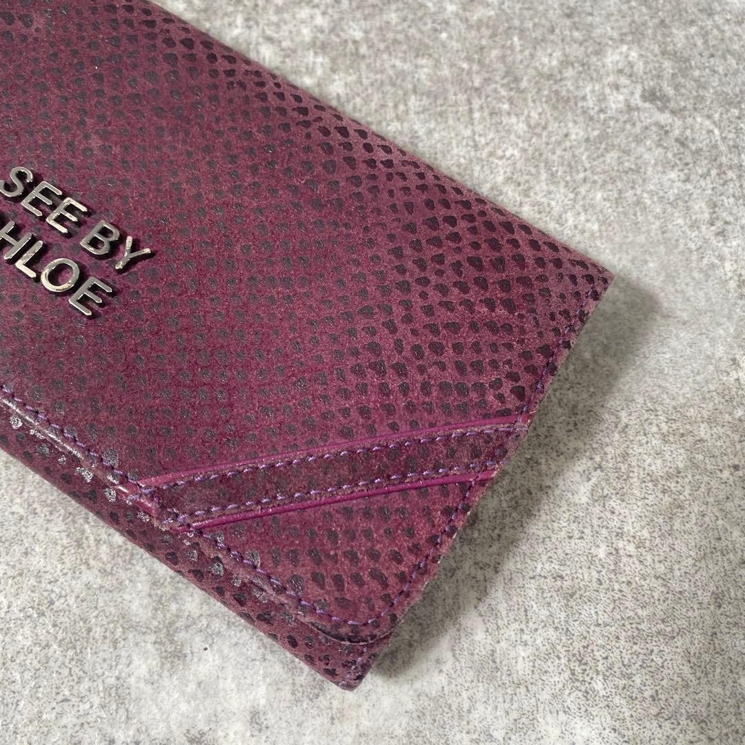 See by Chloe Purple Python Embossed Leather Long … - image 19