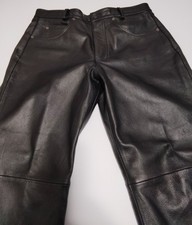 Pantalones de cuero genuino Wilson’s vintage para hombre 34x28 negro pierna recta motociclista