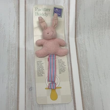 Russ Baby Bunny Rabbit Pacifier Buddy Holder Terry Cloth Pink Lovey Plush Vtg