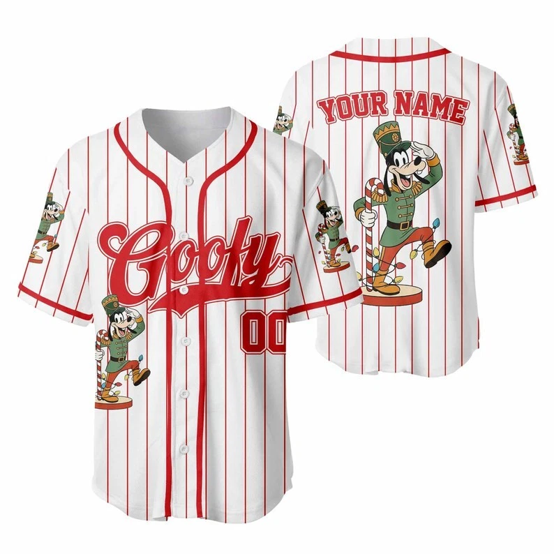 Personalized Funny Goofy Nutcracker Christmas Gift Striped Baseball Jersey Shirt
