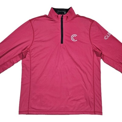 Greyson Tate 1/4 Zip Pullover Men's MEDIUM Pink Performance CLEAR Golf Balls
