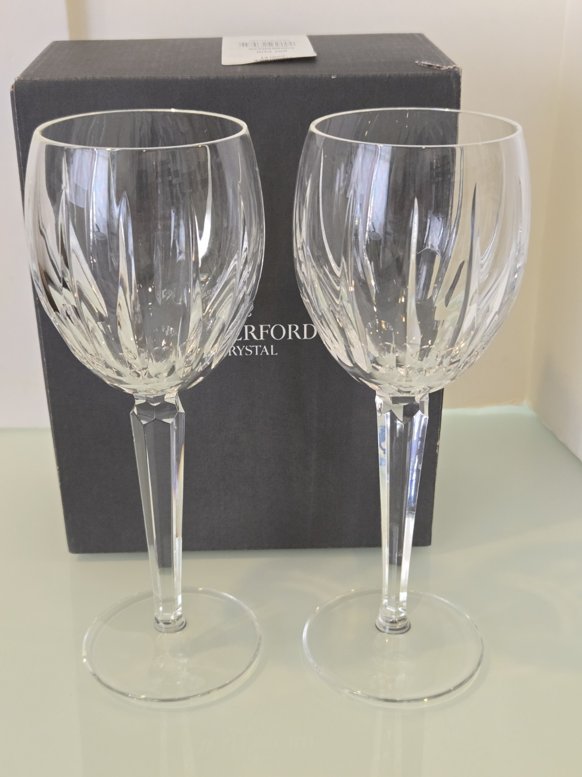 RETIRED Waterford Crystal Blackrock Goblet Glass 8" w/ Original Box (PAIR)