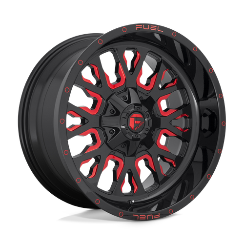 (Set-4) Fuel D612 Stroke 20X10 5X127 Black Red -18mm Wheels Rims 20 Inch - Foto 4 di 11