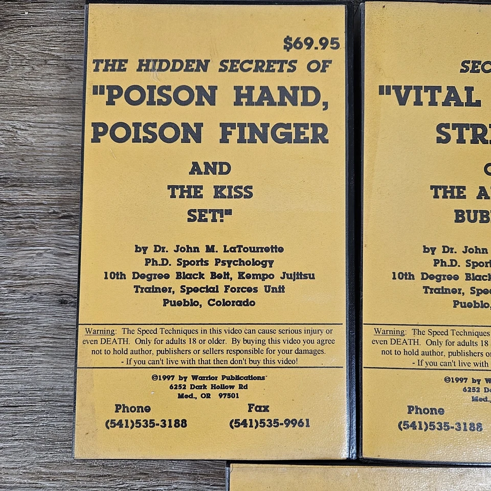 1997 Jujitsu VHS Set Of 3 Vital Cavity Strikes Poison Hand Poison Finger Kempo - Image 2 of 4