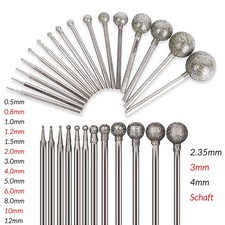 Diamant Fräser Schleifstift Kugelkopf Ø 0.5mm-12mm für Dremel Schaft 2.35/3/4mm