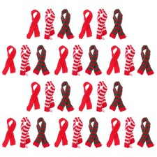 30pcs Mini Christmas Scarf Miniature Wine Bottle Scarves Stripe Knit Pet Scar...