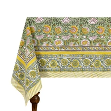 Floral Block Printed Table Cloth Dining Table Cloth Table Napkins With Mats