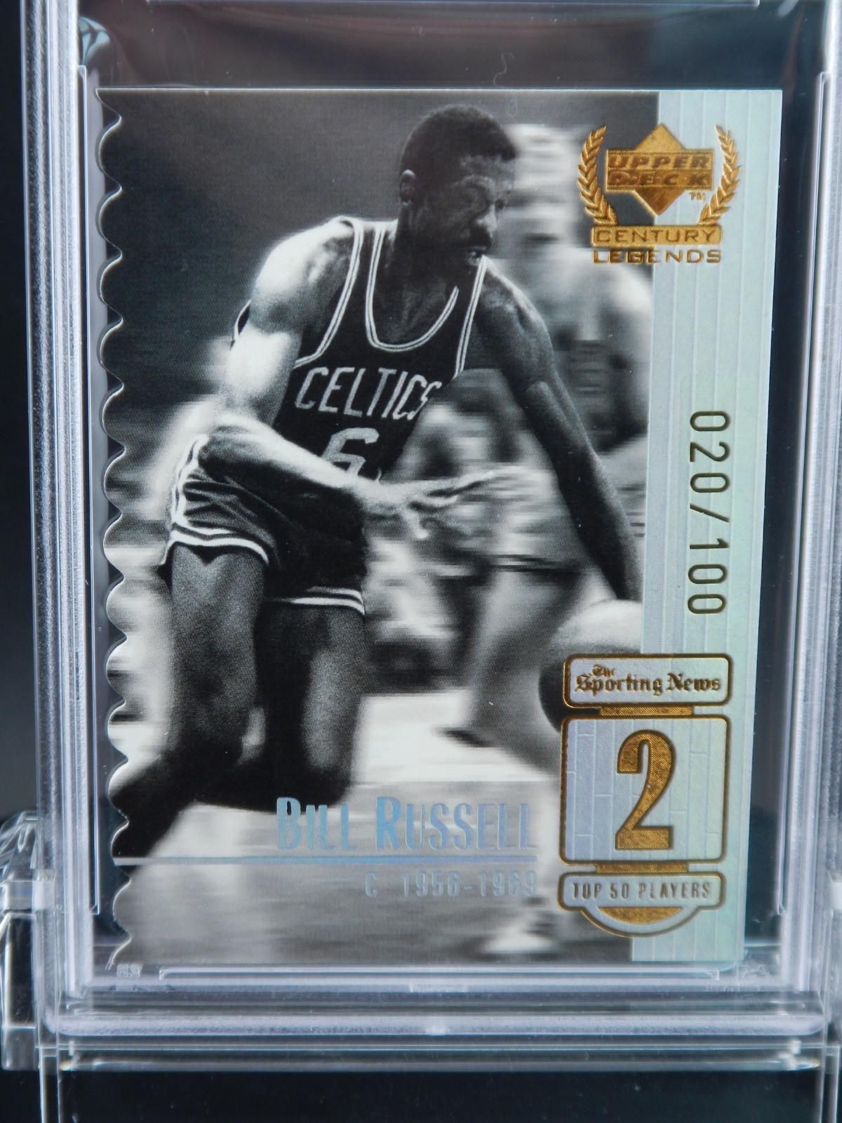 1998 UD CENTURY LEGENDS BILL RUSSELL CENTURY COLLECTION (20/100) PSA 8 NM POP 3! view 2