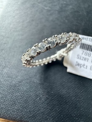 Suzy Levian Sterling Silver Princess Cut Cubic Zirconia Eternity Ring Size 8.5