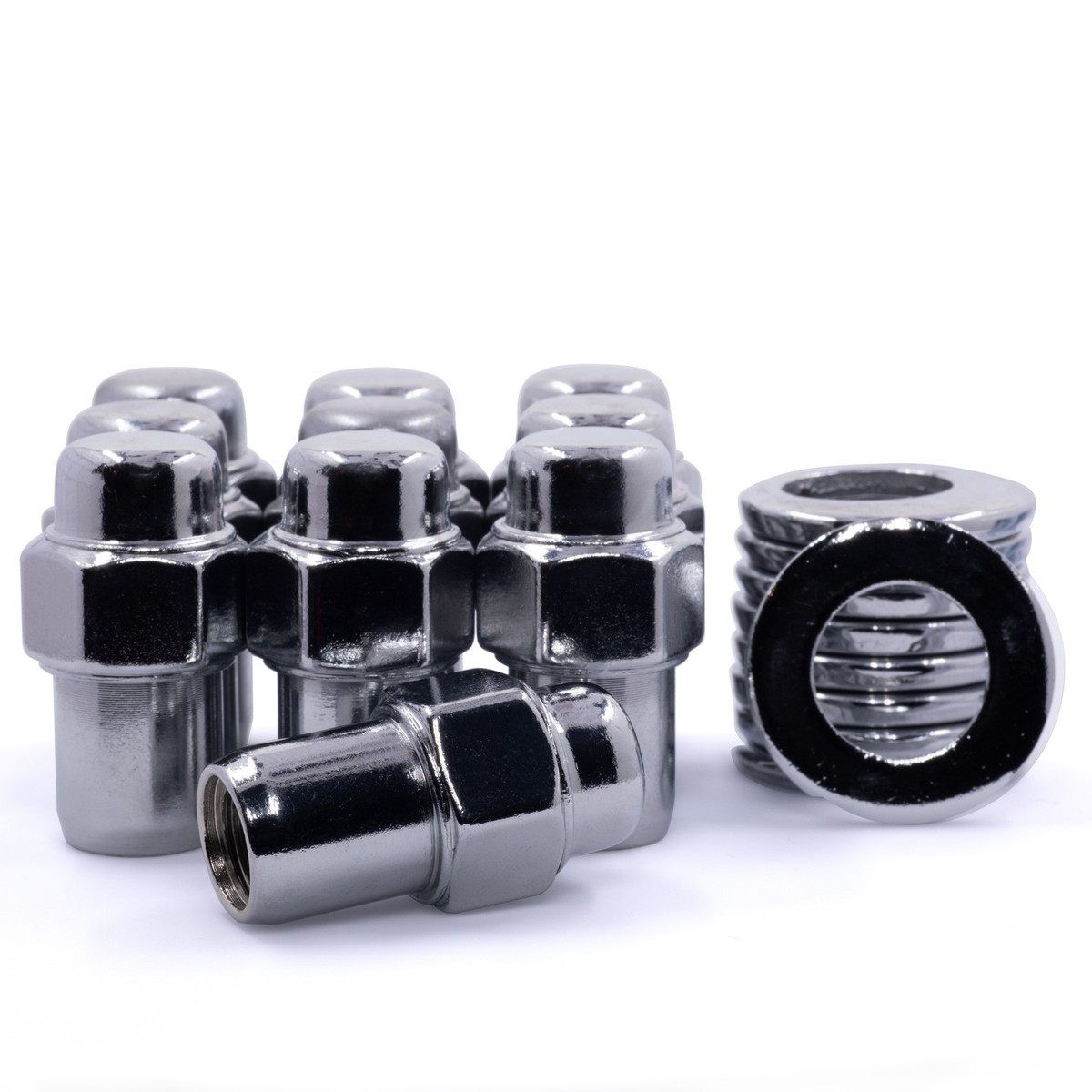 Excalibur 20-Piece Chrome Mag Lug Nuts – 1/2-20 RH & 12x1.5 – 3/4" Shank For Cragar Wheels