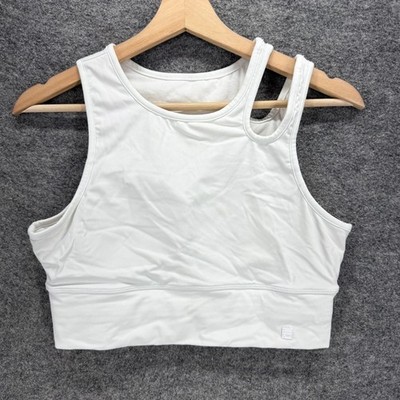 Fila Cropped Top Women M  White Sleeveless Wide Strap Stretch Casual