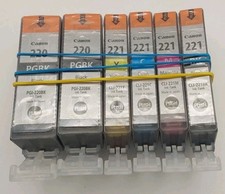 Canon PGI-220 Black  CLI-221 B/C/M/Y Ink Cartridges Set Of 6 New No Box A