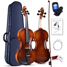 Violine 4/4 Erwachsene Anfänger Set Geigenkasten Stimmgerät Saiten Kolophonium