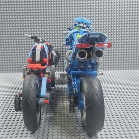 LEGO Technic Motorcycle Lot - Large Scale Blue MOC & 42036 Street Bike - Working