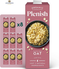 Plenish Organic Unsweetened Oat Milk 1L (Pack of 8)