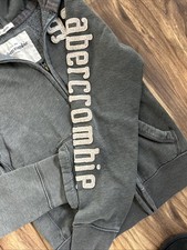 Abercrombie Kids Hoodie Sweatshirt Full Zip Up Logo Sleeve Size XL Spellout