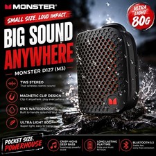 Monster M3 Magnetic Clip On Mini Bluetooth Sp...