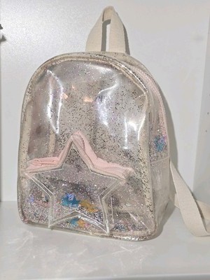 Zara Backpack Vinyl Weekender Confetti Star Glitter Mini Transparent Bag
