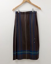 Vintage Deans of Scotland Brown Blue Green Red Wool Plaid Midi Skirt Sz 8 XS/S