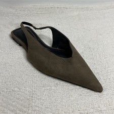 H&M Women’s Brown Faux Suede Pointed Toe Slingback Flat Slip-On Size 5.5