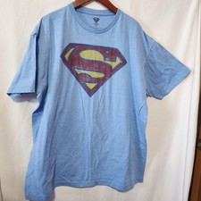 Superman Light Blue Distressed Logo T-Shirt Size XXL