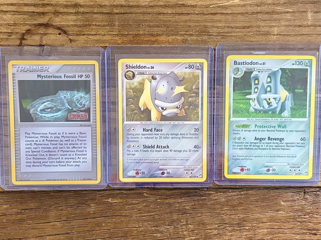 Bastiodon Evolution Set: Shieldon + Bastiodon Holo + Stamped Mysterious Fossil