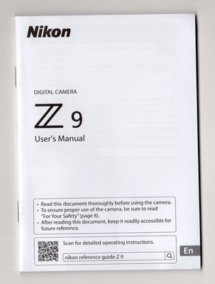 Nikon Z9 Mirrorless Camera Genuine Basic Instruction Manual / Guide In English