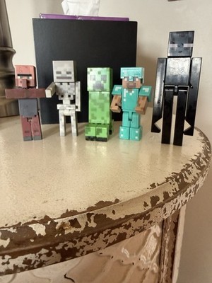 Minecraft Action Figures Villager, Skeleton, Creeper, Steve, Enderman