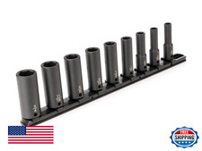 TEKTON 3/8 Inch Drive Deep 6-Point Impact Socket Set with Rail 9-Piece 5/16-3/4