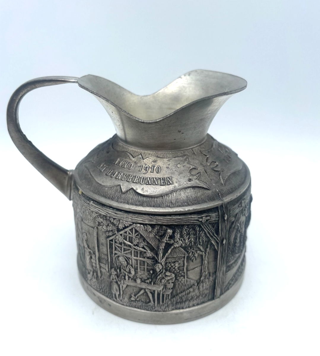 REIN ZINN ピューター水差し ジョウロ VINTAGE SKS Rein Zinn 95% Pewter Wine Pitcher Anno 1910 An